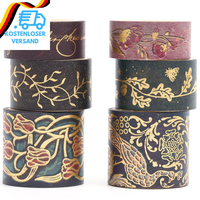 Yubx 6 Rollen Weinlese Washi Tape Set, Retro Masking Tape Goldene Foliendruck De