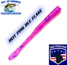 4” 30ct Hot Pink Blue Flake Beaver Tail worm bait bass fishing Drop Shot Ned Rig