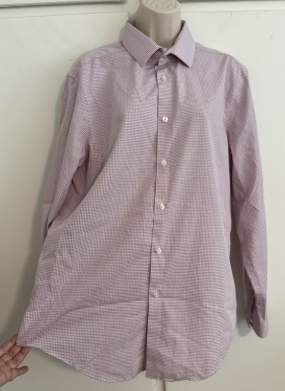 Calvin Klein Steel+ Slim Fit Checkered Men’s Size 16.5 34/35 Button Up Shirt
