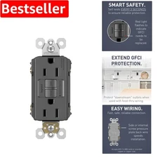 Elegant Black Legrand 15 Amp GFCI Outlet - Self-Testing Safety Solution, 1 Count