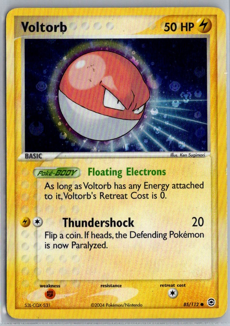 Voltorb 85/112 Common FireRed & LeafGreen Pokemon Reverse Holo Moderately Played