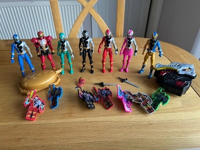 Power Rangers Dino Fury komplettes Team Figuren Schlüssel, Waffen & T-REX Morpher sehr guter Zustand