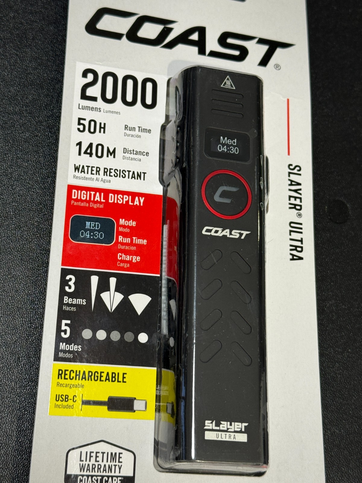 Neu + Versiegelt! Original COAST "Slayer Ultra" LED wiederaufladbare Taschenlampe