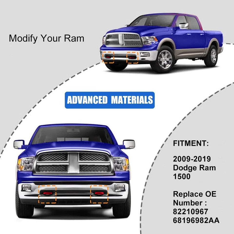 Ram Front Tow Hooks for 2009-2019 Dodge Ram 1500 82210967 68196982AA RED - Image 2 of 4