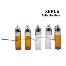 6 x 57mm Mini Glass Storage Bottles Convenient Travel Dispenser with Spoon