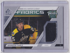 23-24 UD SP GAME USED WINTER CLASSIC FABRICS INSERT BRANDON CARLO #WC-10 BRUINS