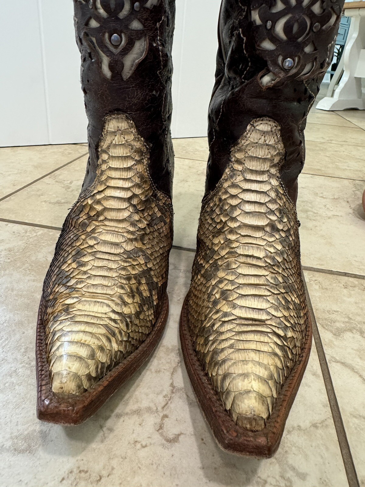 Corral Boots Genuine Python Snake Leather Western… - image 17
