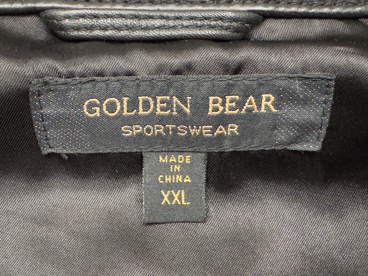 Golden Bear Sportswear Men's Full Zip Leather Jacket Size Golden Bear Sportswear Men's Full Zip Leather Jacket Size