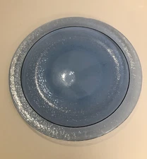 fire and light recycled glass - Cobalt Blue Banded Platter 14”