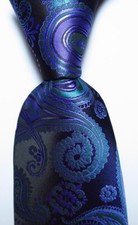 New Classic Paisley Black Purple Blue JACQUARD WOVEN Silk Men's Tie Necktie
