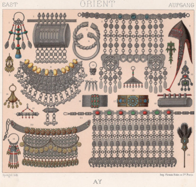 ORIENTAL JEWELRY - Middle Eastern & North African Jewels 1888 Antique Print