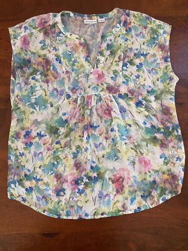 Liz Claiborne Top Women Tropical M Sleeveless - Picture 2 of 7
