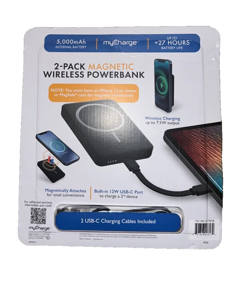 Paquete de 2 PowerBank inalámbrico magnético myCharge 5000 mAh - Caja abierta Foto 2 de 2