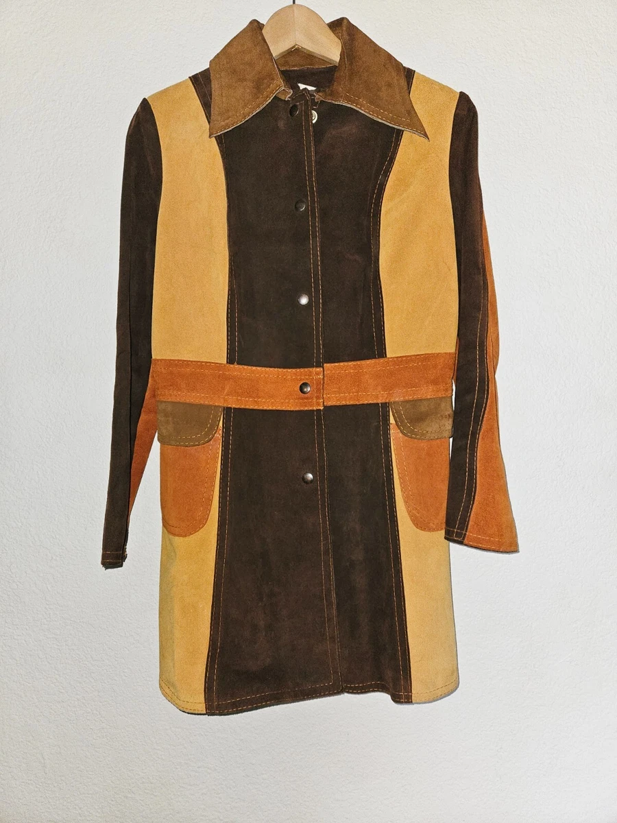 Vintage Gassy Jack Patchwork Suede Jacket Small Brown Orange Coat