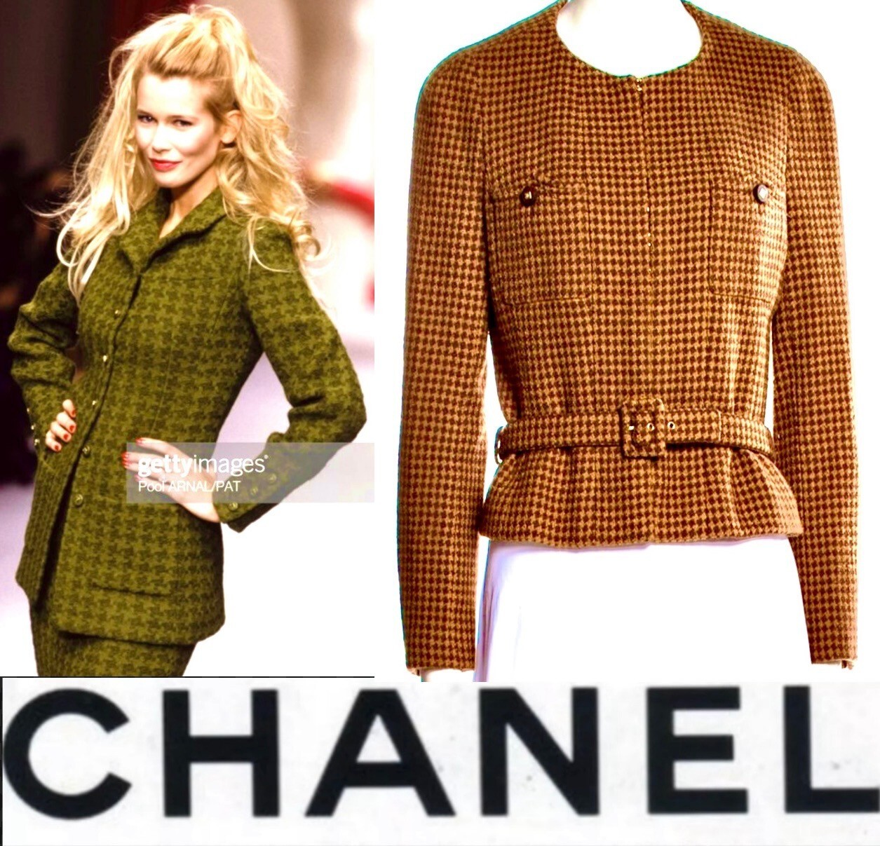 Chanel Vintage 1996 Brown Tweed Jacket 38 40 42 6 8 10 Coat Top Black Belt L M thumbnail 5
