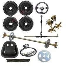 29" Go Kart Rear Axle Kit 6" Wheels Front Steering Sprocket ATV bike Golf Cart
