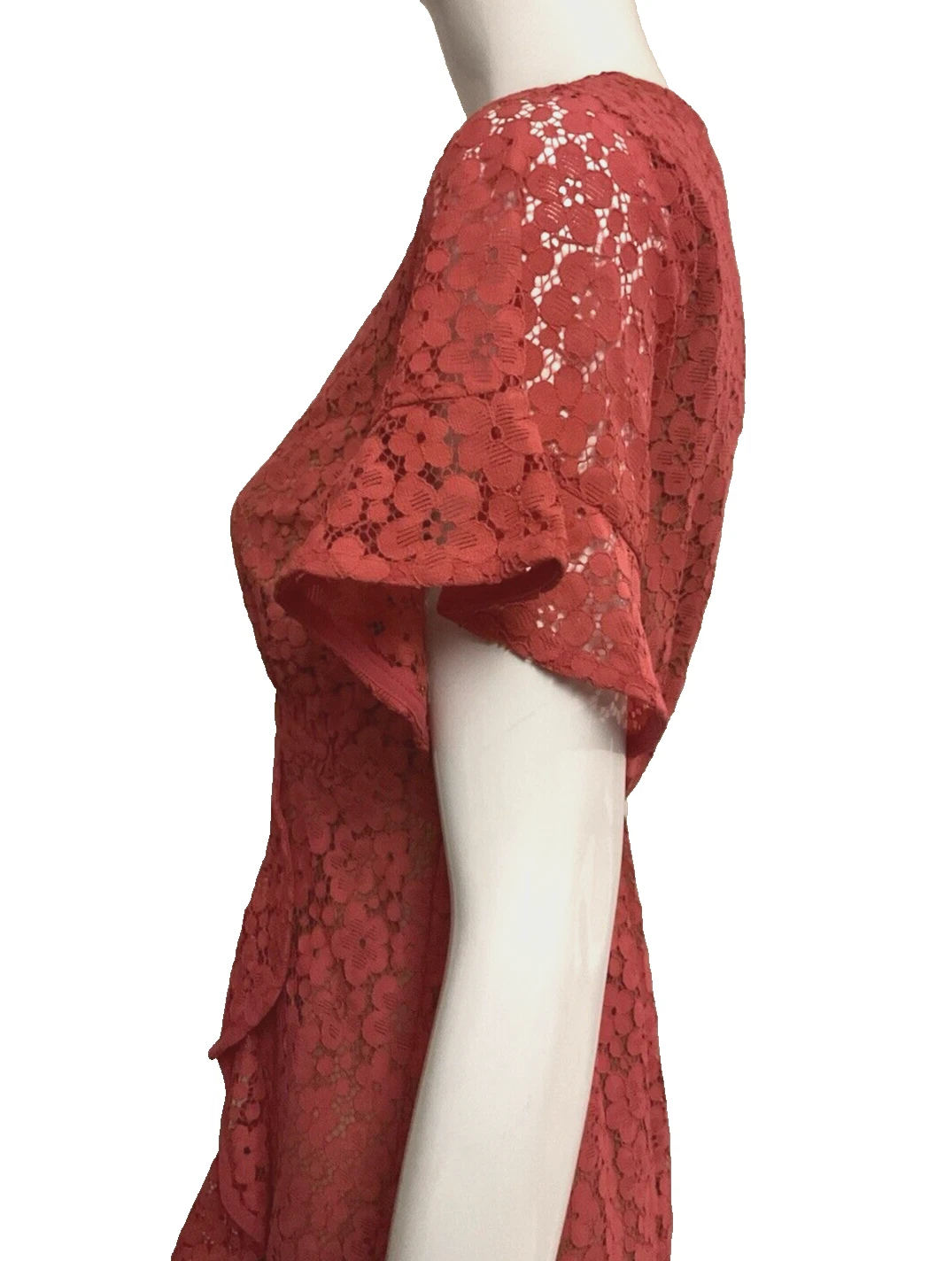 Abito Michael Kors manica corta scollo a spillo pizzo geranio linea A taglia XS nuovo con etichette