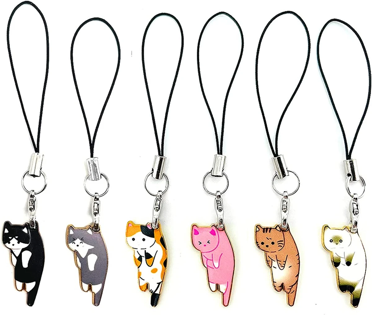 6 Pcs Cat Phone Charm Aesthetic Cell Phone Charm Kawaii with