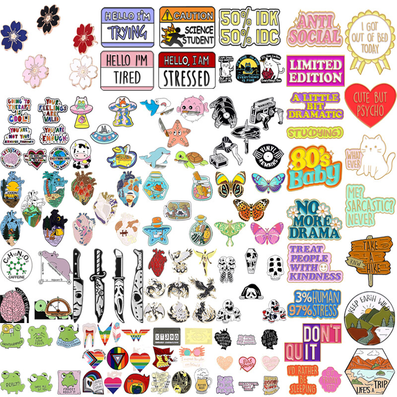 Cartoon Floral Enamel Lapel Pin Brooch Jewelry Gift 133 Styles  