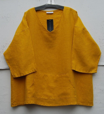 NWT Bryn Walker RHODIOLA Light Weight Linen V-neck JUDY TUNIC Kangaroo Pocket 1X