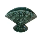 Mid Century HULL Pottery Fan Pedestal Vase Planter F 1 Blue Green Glaze 3.8" H
