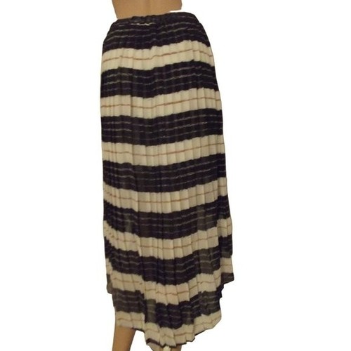 Harve Benard Medium Gray Off-White Copper Hi Lo Striped Pleated Skirt m boho - Picture 7 of 8