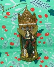 Christmas Angel W/ Harp On Mirrored Wall Sconce Hanging Christmas Tree Ornament