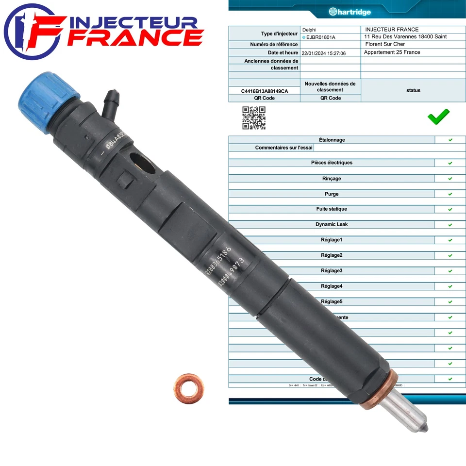 4x EJBR01801A Injecteur Delphi Renault  Kangoo 1.5 DCI  1660 093 84R EJBR01801Z - Photo 4/4