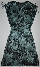 Banana Republic Women's 100% Silk Black & Green Floral V-Neck Dress Size 0 EUC