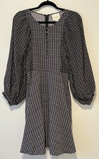 Maeve Anthropologie Nilaya Navy Puffy Balloon Sleeve A Line Dress Women's Size S