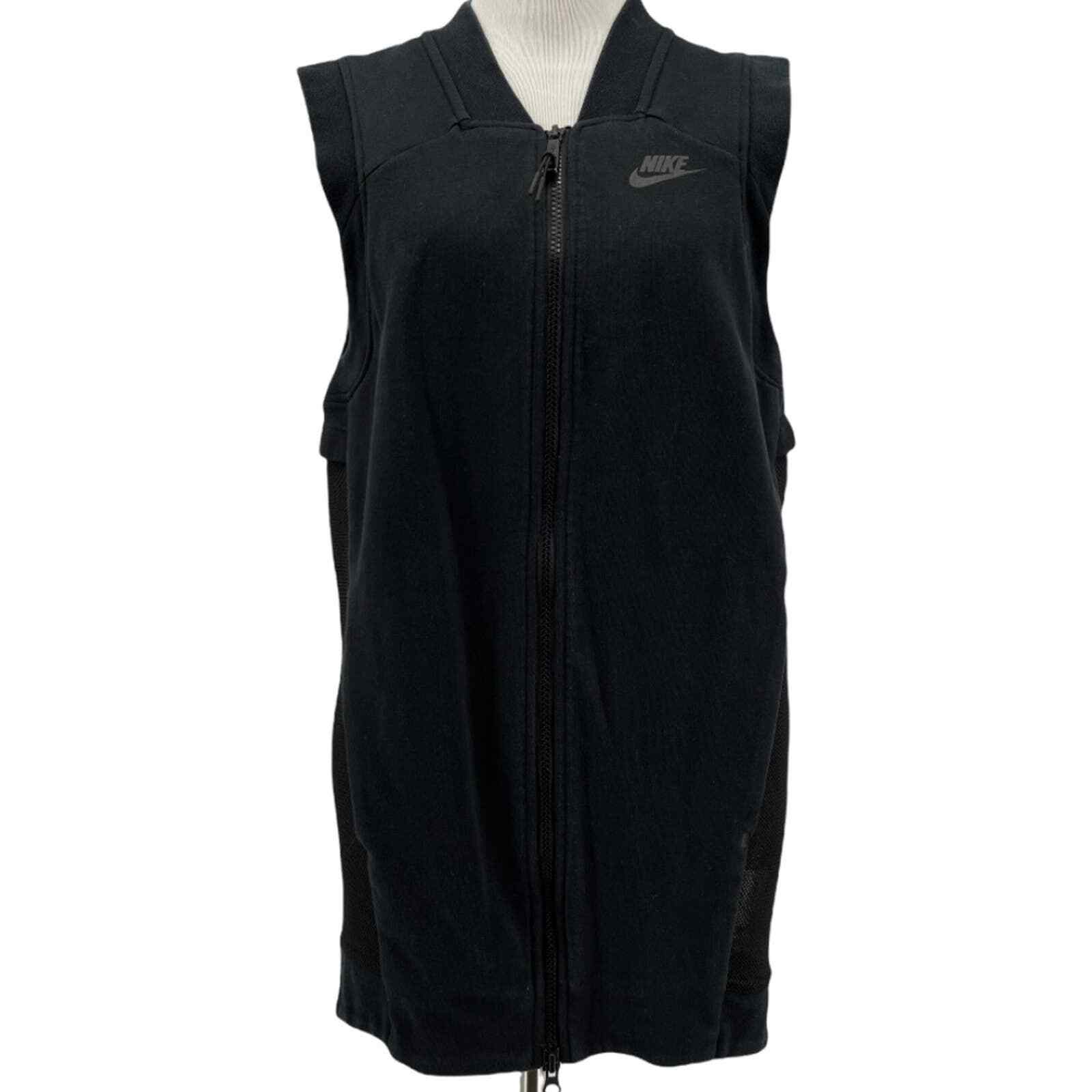 SACAI X NIKE Giubbotto giacca Nike donna nero in pile tecnico maglia bozzolo taglia XS