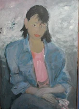 Vintage oil painting expressionist girl portrait