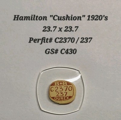 NOS Vintage 1920s Hamilton Cushion Glass Watch Crystal