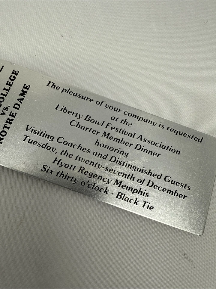 University of NOTRE DAME Keychain From Coach Gerry Faust Liberty Bowl - Image 2 of 4