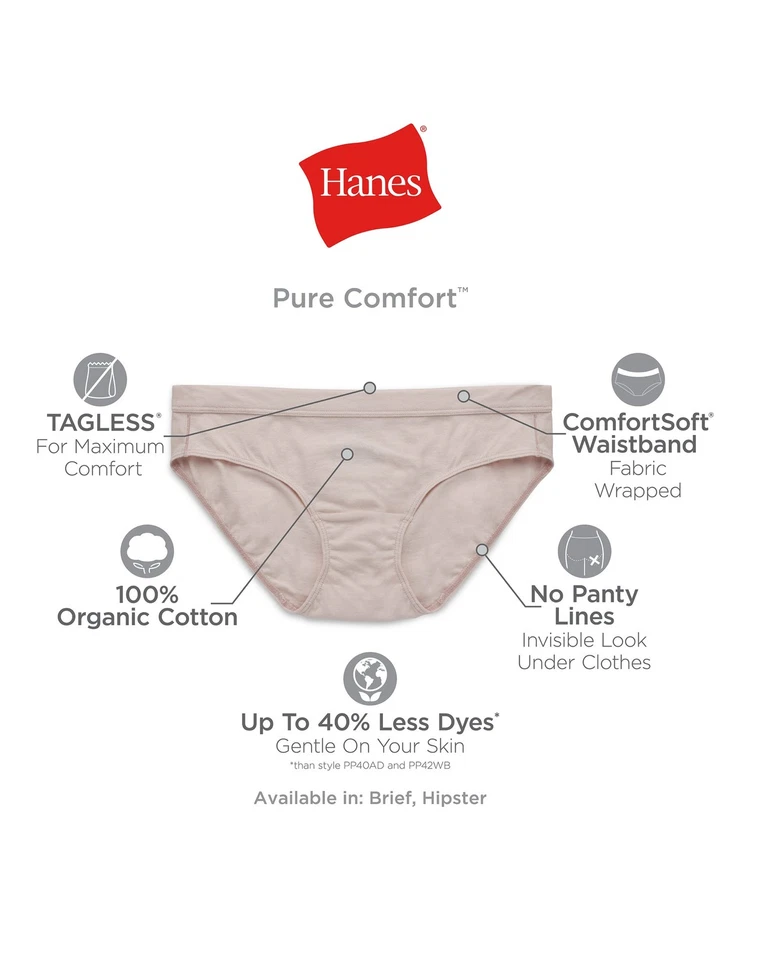 Hanes Womens Brief 6-Pack Pure ComfortSoft Waistband Assorted Colors Value 6-10 - Image 2 of 4