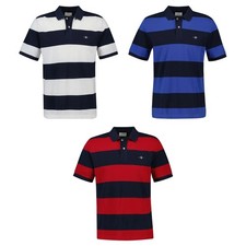 GANT Mens Polo Shirt - Block Stripe Polo, short Sleeve, Button Row, Logo, Gestre