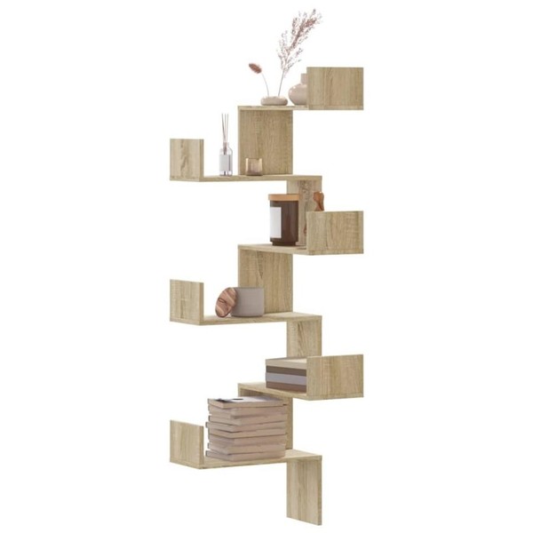Wand-Eckregal Sonoma-Eiche 45X45X147 Cm Holzwerkstoff-image