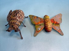 Japan Vintage 50's Tin Litho Bug Butterfly Flapping Friction Wind-up