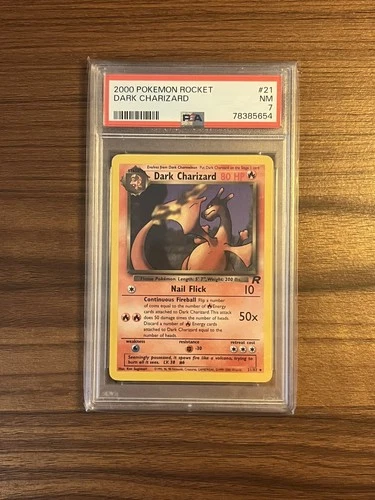 2000 POKEMON TEAM ROCKET #21/82 DARK CHARIZARD NON-HOLO PSA 7
