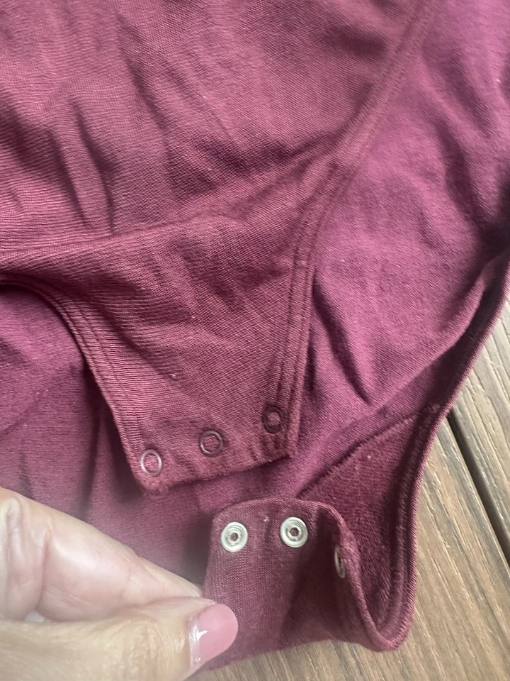 Wolford Vintage Bodysuit Maroon Color With Black Collar Size Large - Image 2 of 4