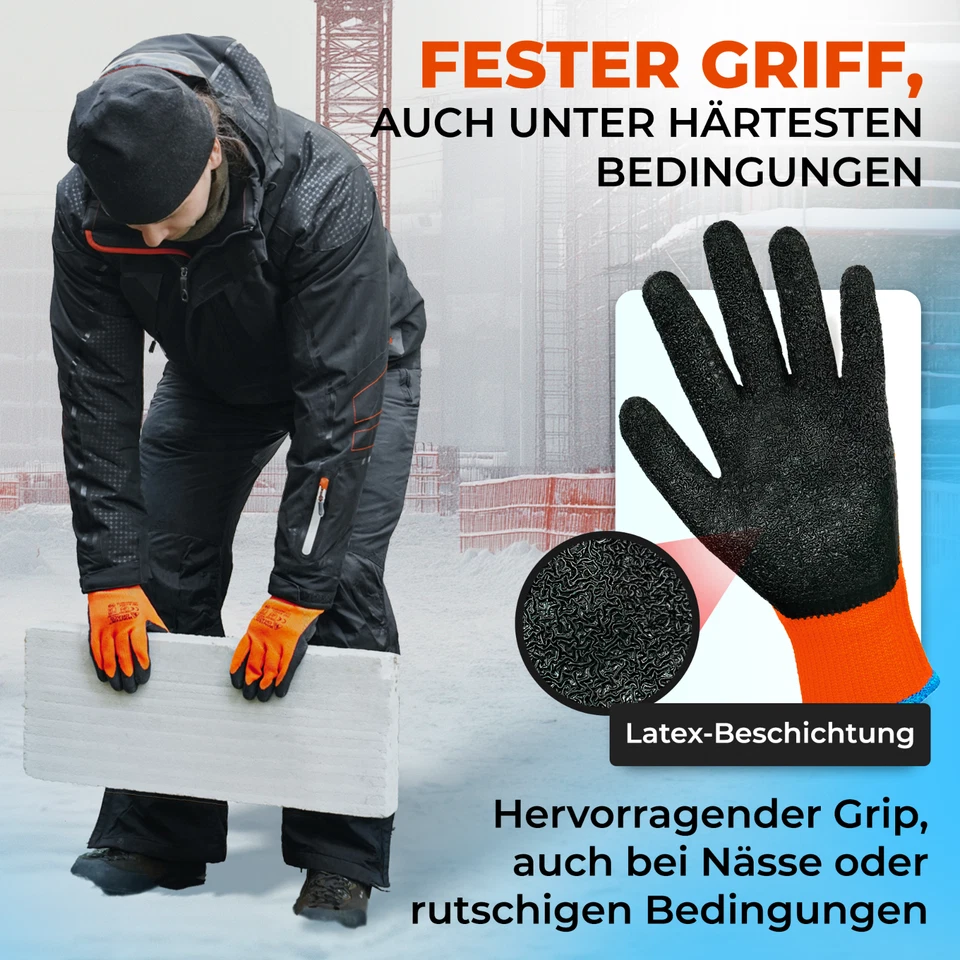 12 bis 240 Paar Winter Arbeitshandschuhe Herren Isoliert Warm Montagehandschuhe - Bild 3 von 4