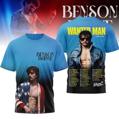 Benson Boone T-Shirt Wanted Man Tour 2026 Concert Shirt 2-Sided