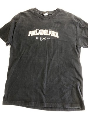 Philadelphia Flyers Shirt Mens Large Black NHL Hockey Tee Old Time Sports 1967