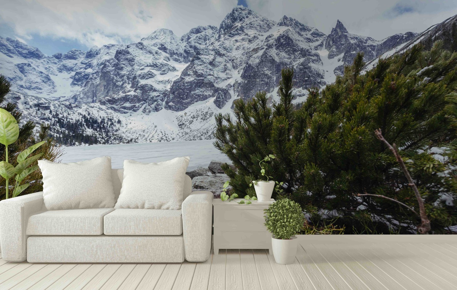 3D Mountain Lake Winter Landscape Wall Murals Wallpaper Murals Wall Sticker