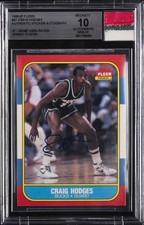 1986-87 FLEER JSY FUSION - GAME USED PATCH - AUTH AUTO #47 CRAIG HODGES BGS 10