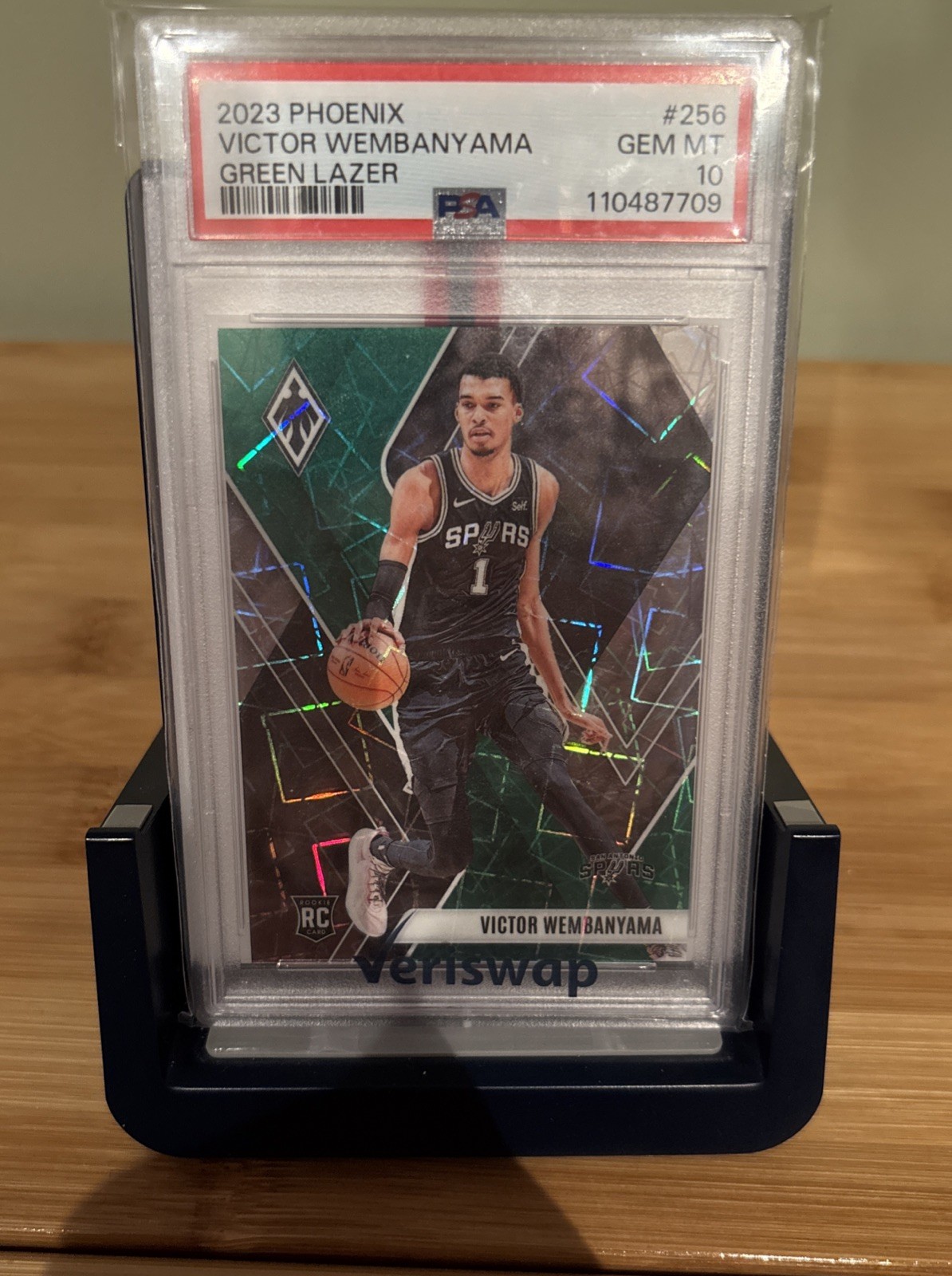 2023-24 Panini Phoenix Victor Wembanyama #256 Green Lazer Phoenix /175 RC PSA 10