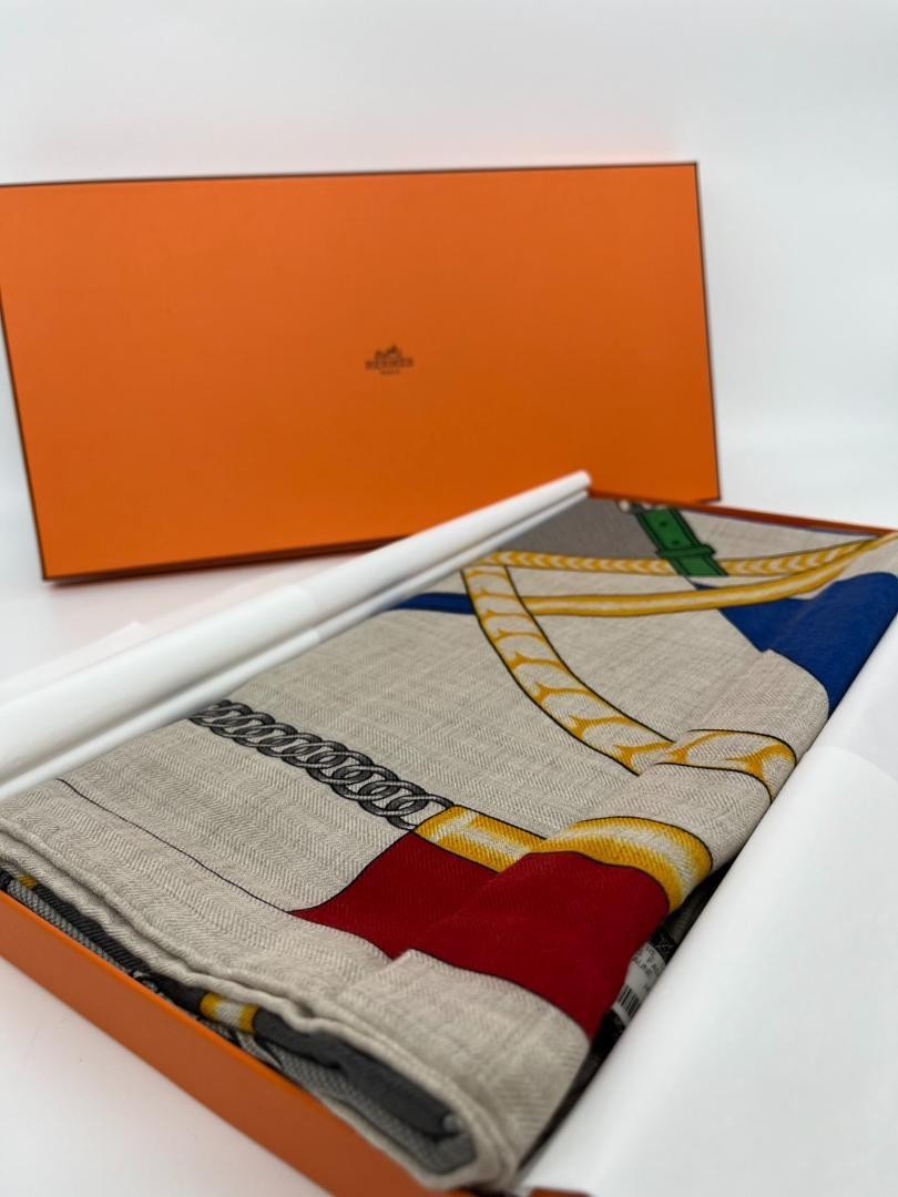 Hermes Cashmere Silk Scarf 140cm BNIB with Tag Parcours Sans Faute