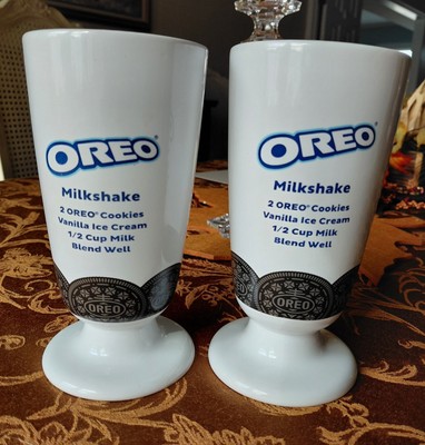 Set of 2 Nabisco Oreo Milkshake Recipe Embossed Ceramic Cups