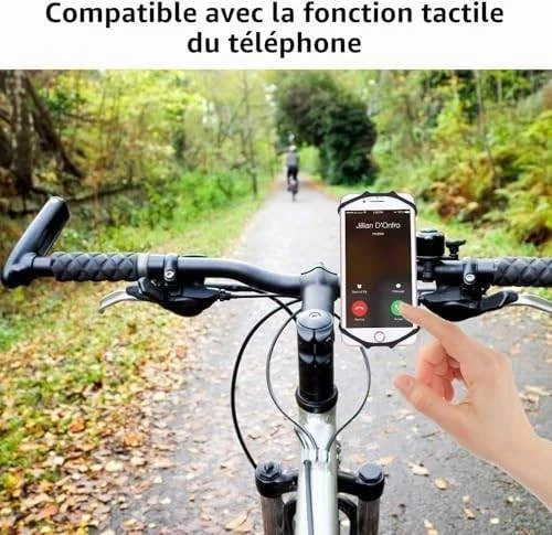 Support Vélo Téléphone Universel Moto Rotation 360° Extensible GPS Silicone Noir - Photo 4/4