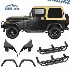Hooke Road Fender Flares Running Board Nerf Bars For 1987-1995 Jeep Wrangler Yj